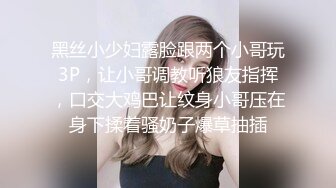 黑丝小少妇露脸跟两个小哥玩3P，让小哥调教听狼友指挥，口交大鸡巴让纹身小哥压在身下揉着骚奶子爆草抽插